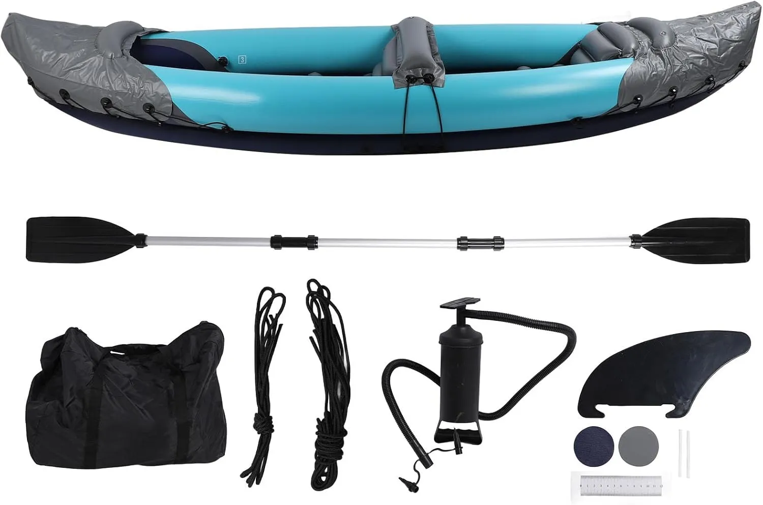 2 Person Foldable Kayak, Inflatable Touring Kayak, Portable Sunlight Protection Thickened PVC Inflatable Canoe for Fishing Rafting Boating