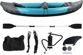 2 Person Foldable Kayak, Inflatable Touring Kayak, Portable Sunlight Protection Thickened PVC Inflatable Canoe for Fishing Rafting Boating