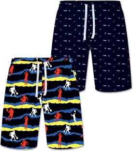 2/3/4 Pack Men's Beach Shorts Casual 9" Inseam Elastic Waist Drawstring Quick Dry Board Shorts with Pockets