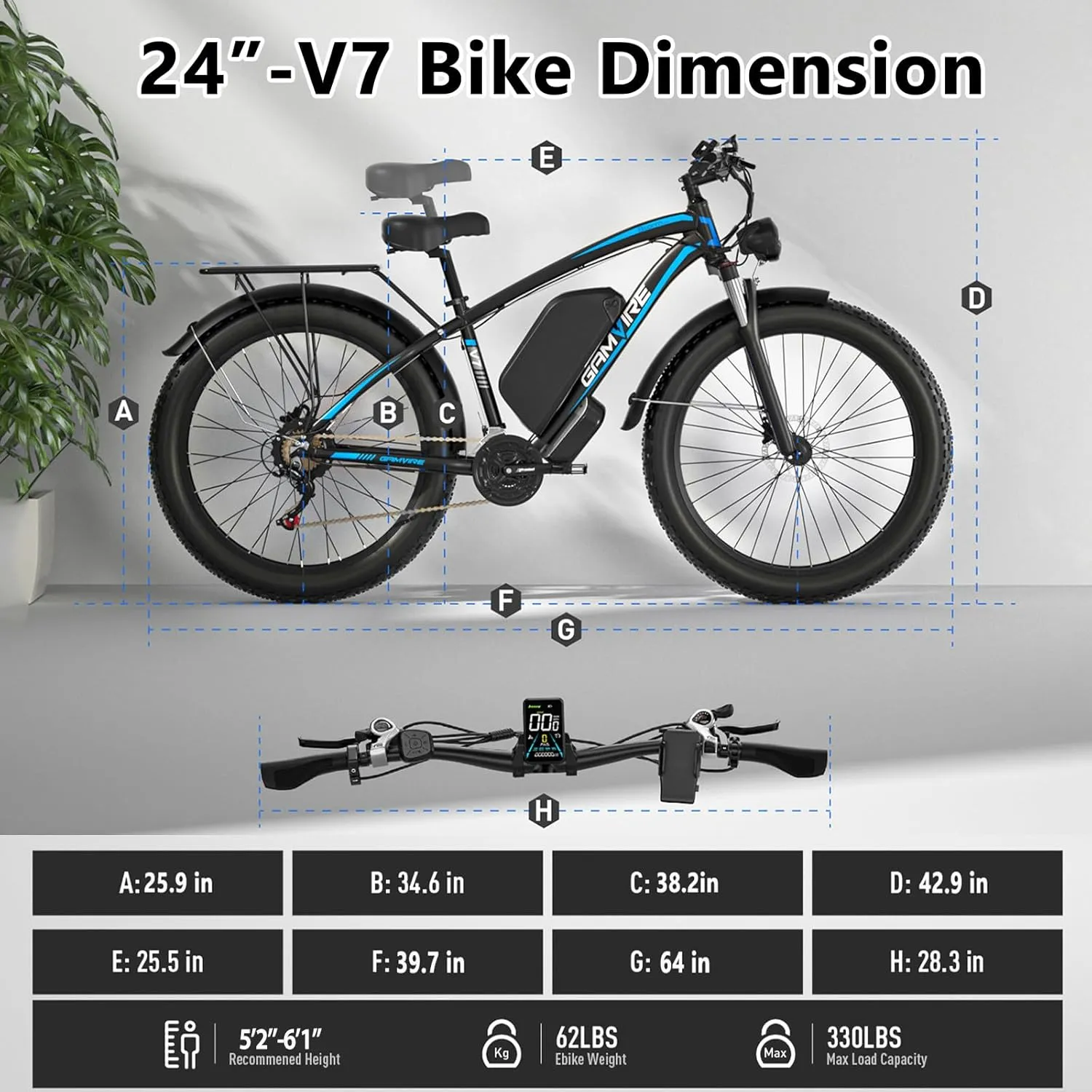 24"/26" Ebike for Adults Electric, Peak 2500W E-Bike, 52V 19.2Ah, Max 40MPH&70Miles, Hydraulic Disc Brake, Off Road Snow Mountain Pedal Assist E-Bikes, Fat Tire Fast E-Bicycle, UL Certified