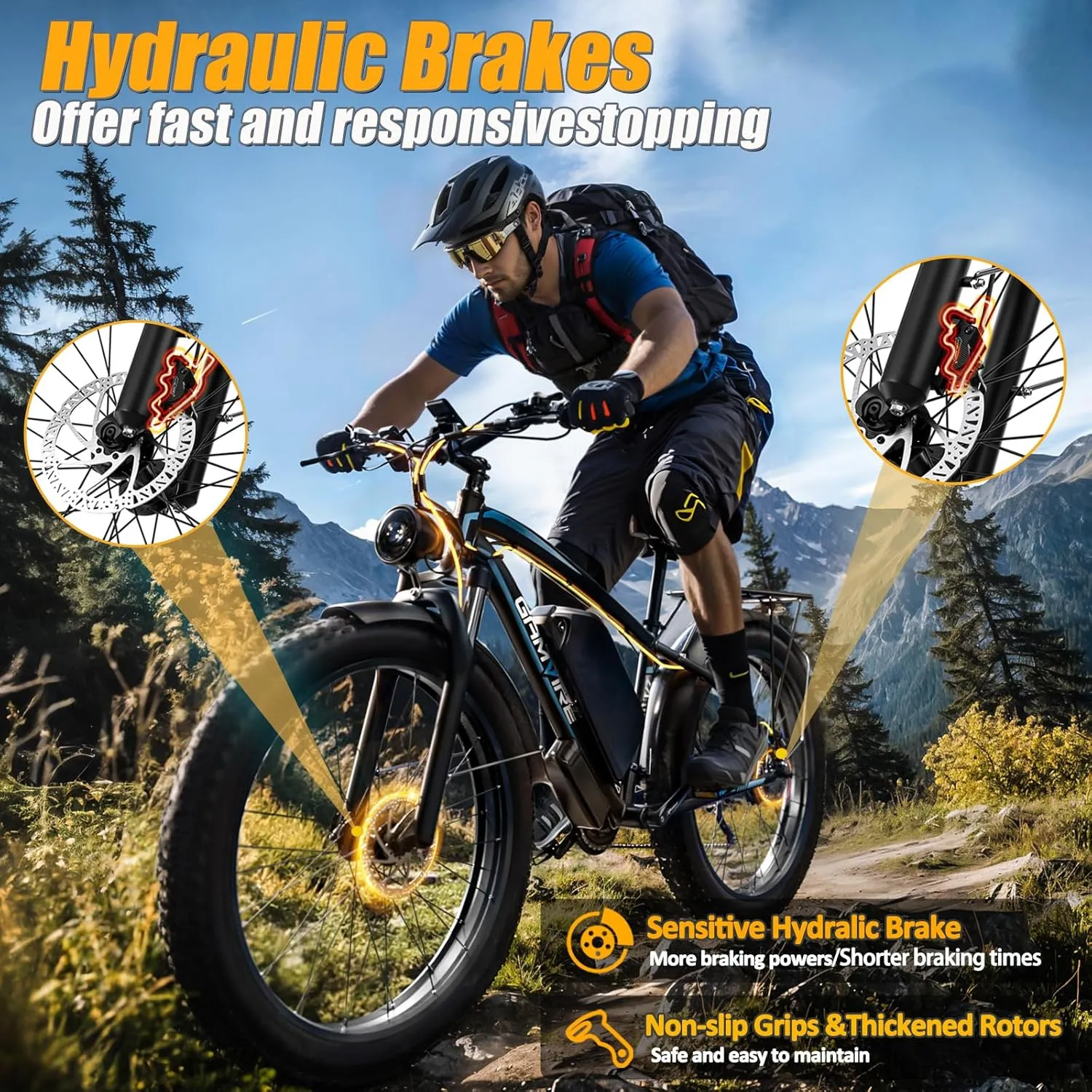 24"/26" Ebike for Adults Electric, Peak 2500W E-Bike, 52V 19.2Ah, Max 40MPH&70Miles, Hydraulic Disc Brake, Off Road Snow Mountain Pedal Assist E-Bikes, Fat Tire Fast E-Bicycle, UL Certified