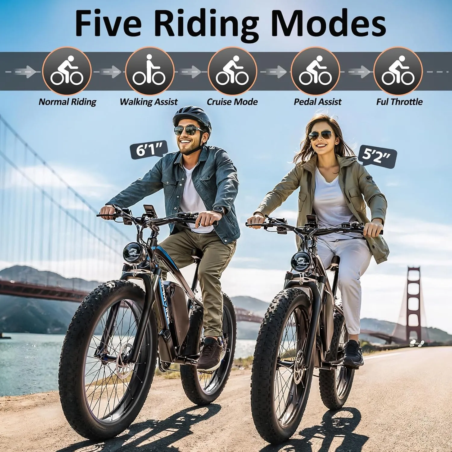 24"/26" Ebike for Adults Electric, Peak 2500W E-Bike, 52V 19.2Ah, Max 40MPH&70Miles, Hydraulic Disc Brake, Off Road Snow Mountain Pedal Assist E-Bikes, Fat Tire Fast E-Bicycle, UL Certified