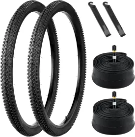 26" Bike Tires 26x1.75/1.95/2.10/2.125,2 PCS Tires & Bike Tubes,Puncture-Resistant Bicycle Tires Schrader Valve with 2 Tire Levers