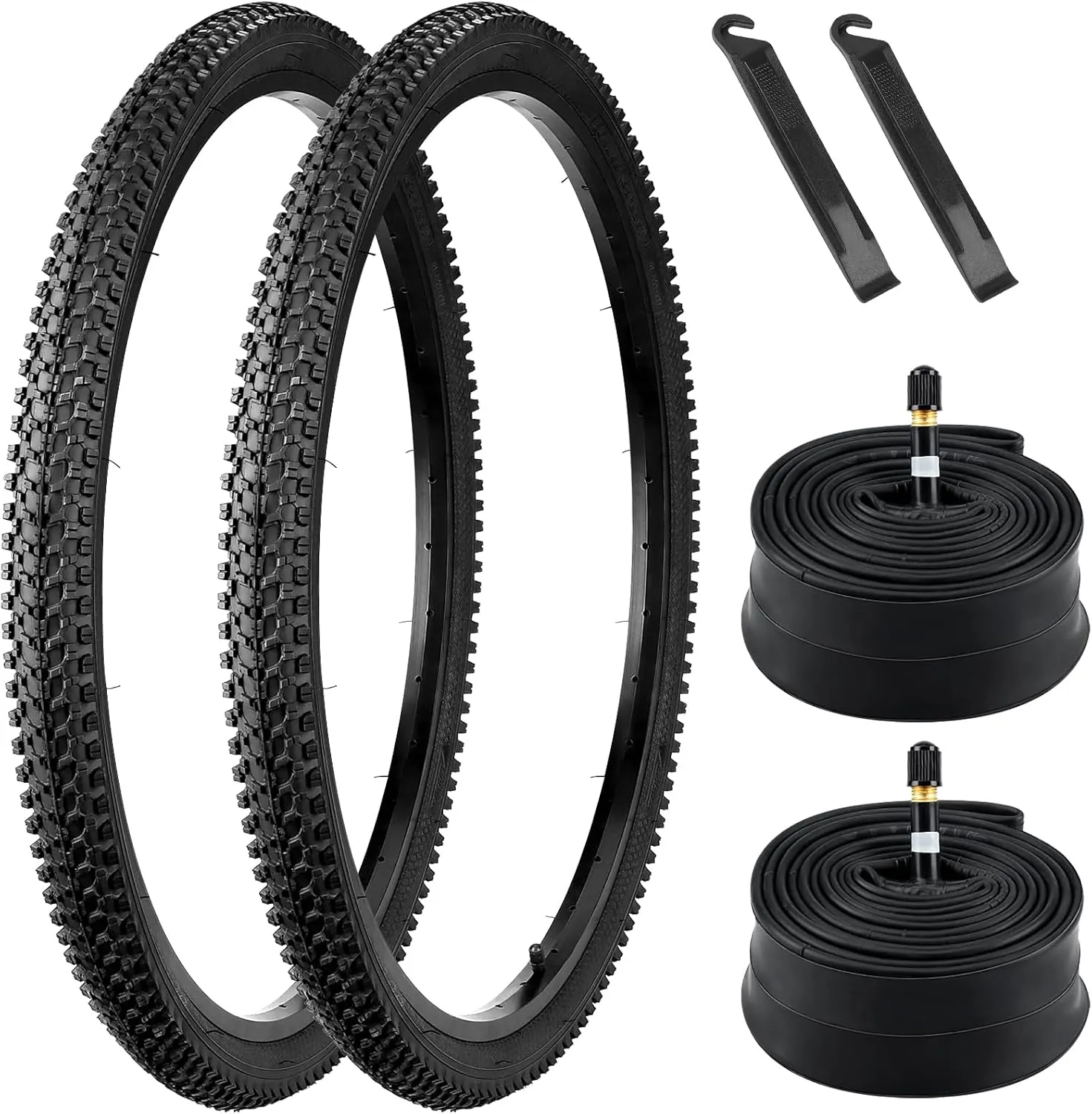 26" Bike Tires 26x1.75/1.95/2.10/2.125,2 PCS Tires & Bike Tubes,Puncture-Resistant Bicycle Tires Schrader Valve with 2 Tire Levers