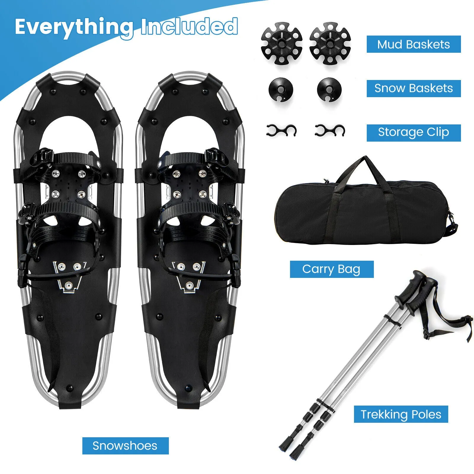4-in-1 Lightweight Terrain Snowshoes for Adults Youth Kids-25 Inches:63 cm x 21 cm