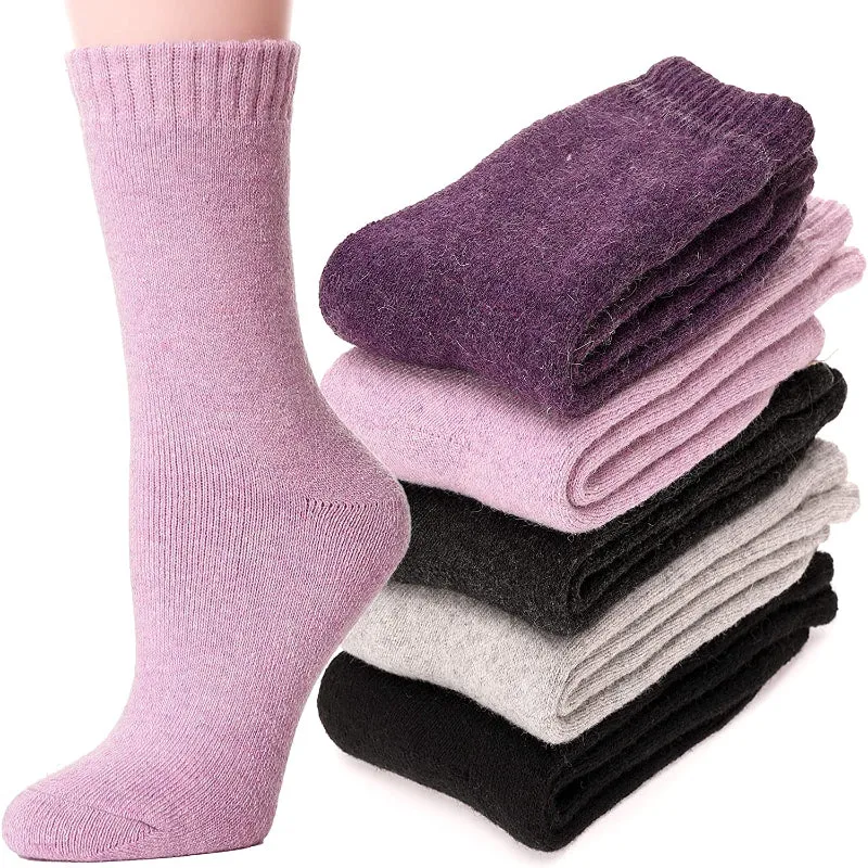5 Pairs Hiking Thermal Wool Socks For Women