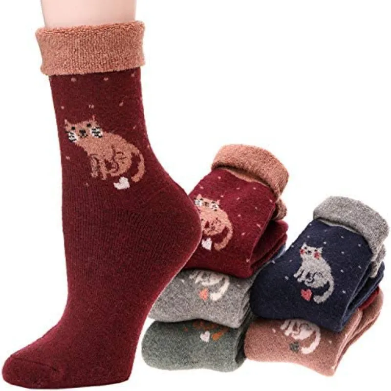 5 Pairs Hiking Thermal Wool Socks For Women