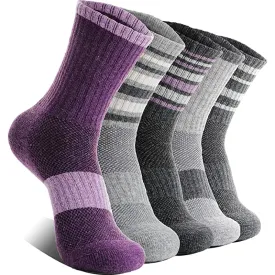 5 Pairs Striped Thermal Hiking Socks For Women