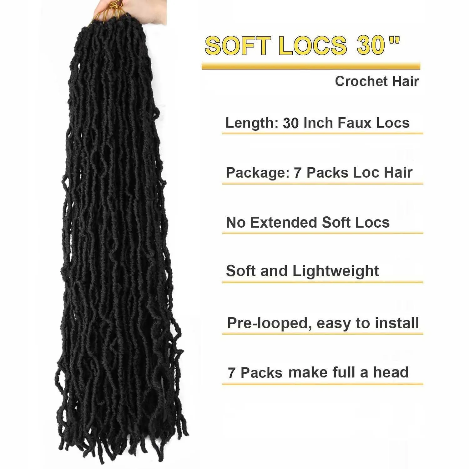 7 Packs Faux Locs Crochet Hair 30 Inch Soft Locs for Distressed Locs Butterfly Locs Crochet Hair for Women (30 Inch(Pack of 7) 2#)