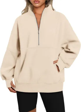 AUTOMET Women's Half Zip Oversized Sweatshirts Fleece Quarter Zipper Pullover Hoodies 2025 Mock Neck Fall Workout Jacket