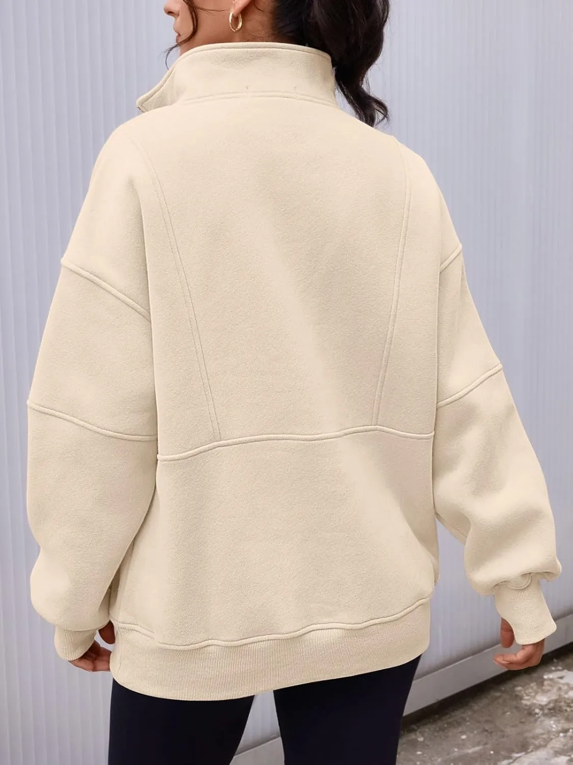 AUTOMET Women's Half Zip Oversized Sweatshirts Fleece Quarter Zipper Pullover Hoodies 2025 Mock Neck Fall Workout Jacket