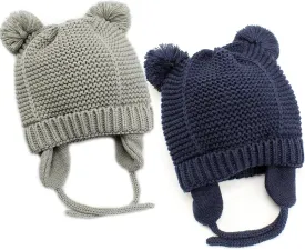 Baby Beanie Earflaps Hat - Infant Toddler Girls Boys Soft Warm Knit Hat Kids Winter Hat with Fleece Lining