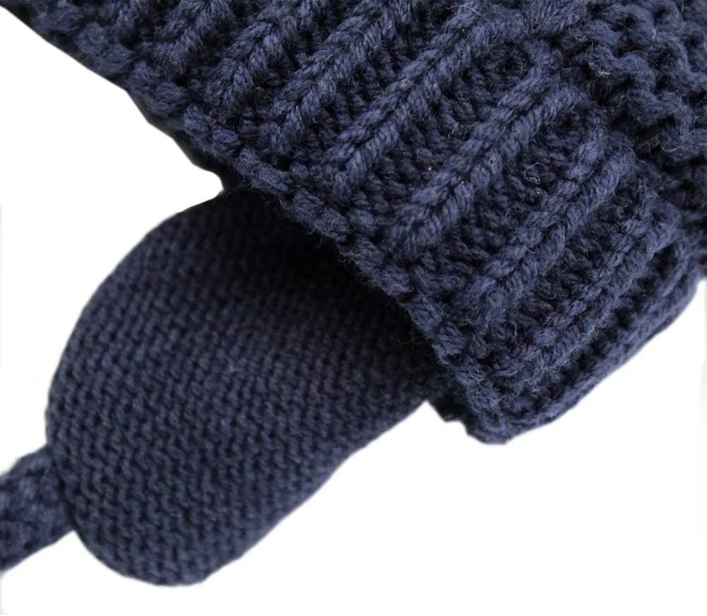 Baby Beanie Earflaps Hat - Infant Toddler Girls Boys Soft Warm Knit Hat Kids Winter Hat with Fleece Lining