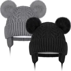 Baby Winter Hat Knitted Boys Girls Baby Beanie Double Pom Pom Kids Toddler Winter Hat