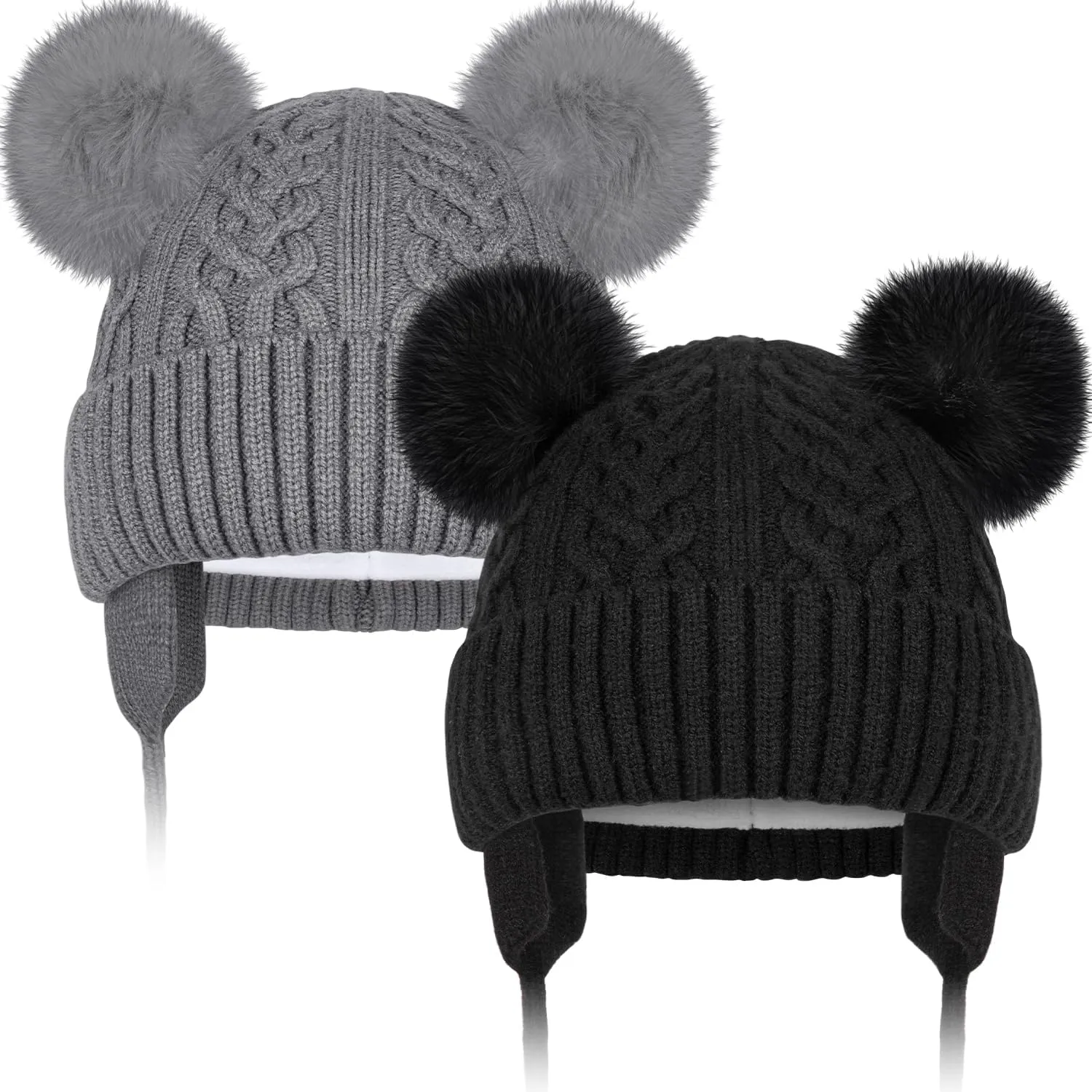 Baby Winter Hat Knitted Boys Girls Baby Beanie Double Pom Pom Kids Toddler Winter Hat