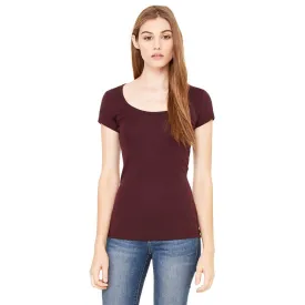 Bella   Canvas Women's Plum Sheer Mini Rib Short-Sleeve Scoop Neck T-Shirt