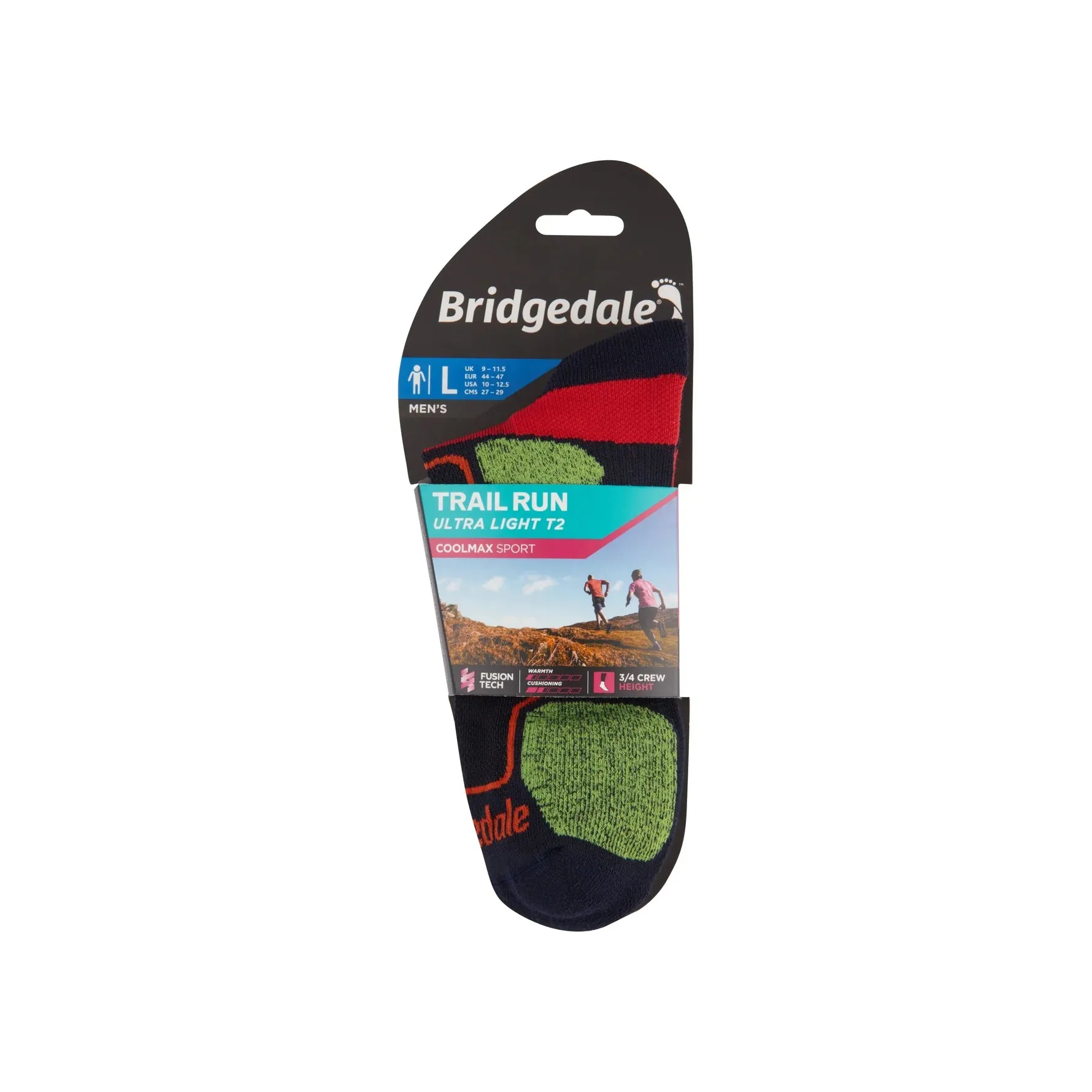 Bridgedale Men's Ultra Light T2 Coolmax Sport 3/4 Crew Sock