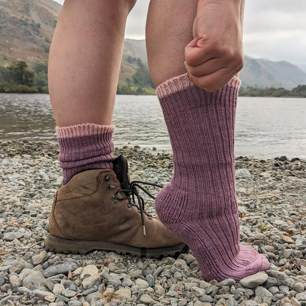 British Wool Socks - Lilac with Pale Pink