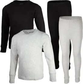 BROOKLYN VERTICAL Boys 4-Piece Thermals Set | Long Sleeve Shirt, Pants Ages 1-16