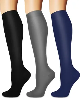 Compression Socks for Women and Men Circulation (3 Pairs) - Best for Nursing,Running,Travel Knee High Socks