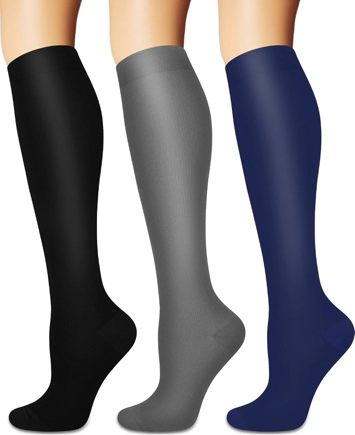 Compression Socks for Women and Men Circulation (3 Pairs) - Best for Nursing,Running,Travel Knee High Socks