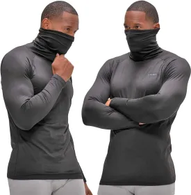 DEVOPS 2 Pack Men's Thermal Turtle Mock Neck Shirts, Compression Long Sleeve Tops and Hoodies