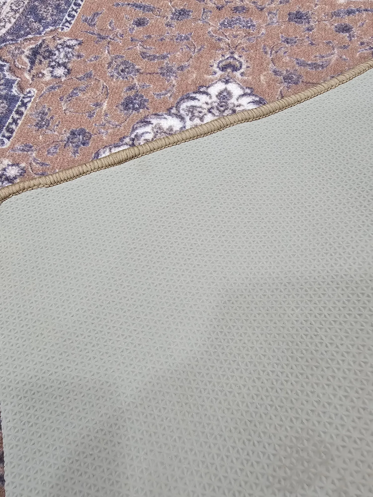 Gabe medallion beige blue hallway runner 80cm Wide
