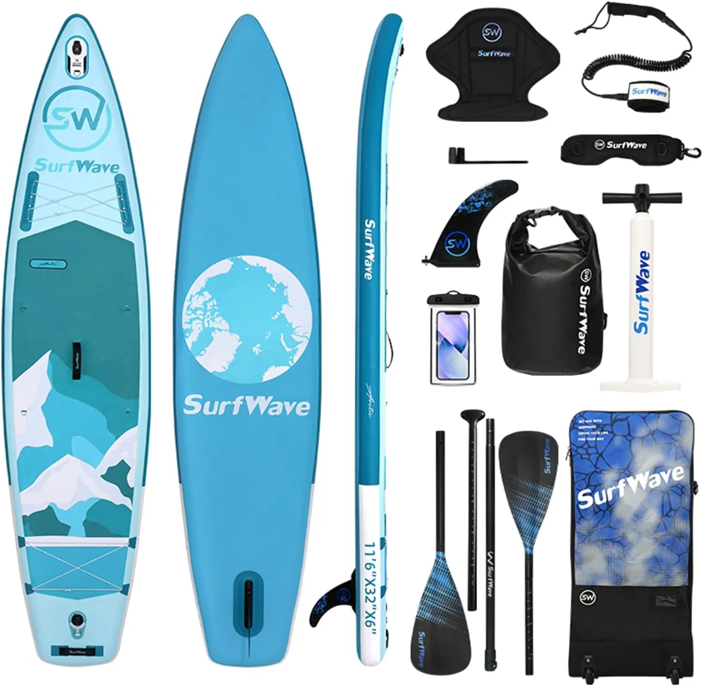 Inflatable Stand Up Paddle Boards with Premium SUP Paddle Board Accessories, Wide Stable Design, Non-Slip Comfort Deck for Youth & Adults of All Skill Levels