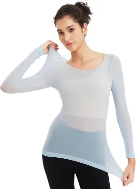 Luxury Women's Thermal Undershirt: Super Stretchy,Ultra Thin Silky Tech Tops for Everyday Comfort and Sports