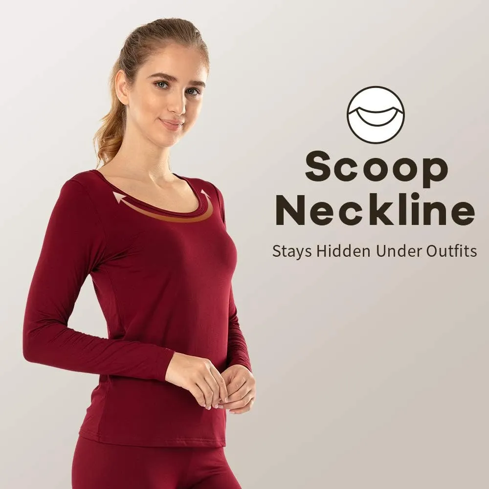 MANCYFIT Thermal Tops for Women Fleece Lined Shirt Long Sleeve Base Layer V Neck