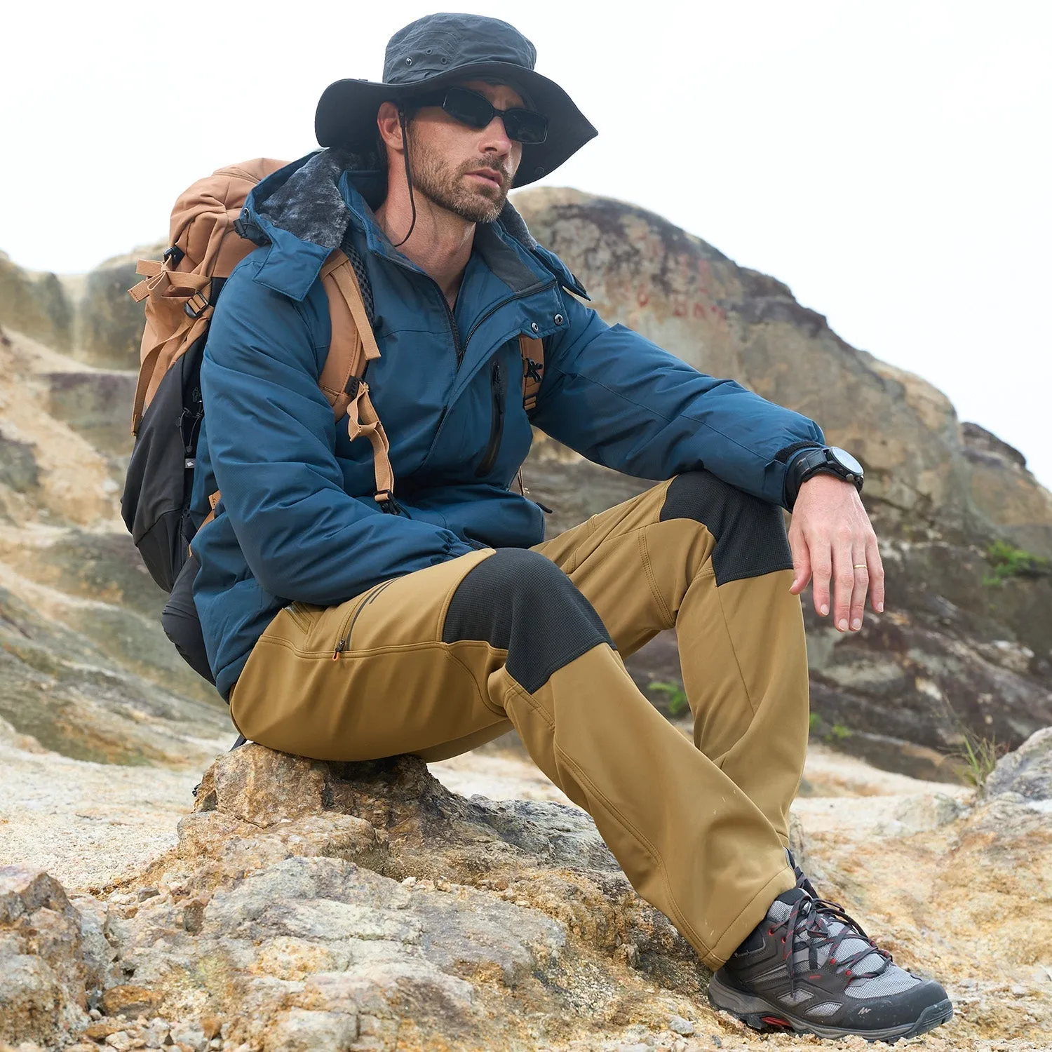 Men's Fleece-Lined Winter Ski Pants – Water-Resistant with 4 Zip Pockets