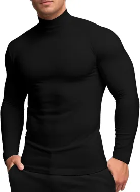 Mens Mock Turtleneck Long Sleeve Shirts, High Neck Thermal Base Layer