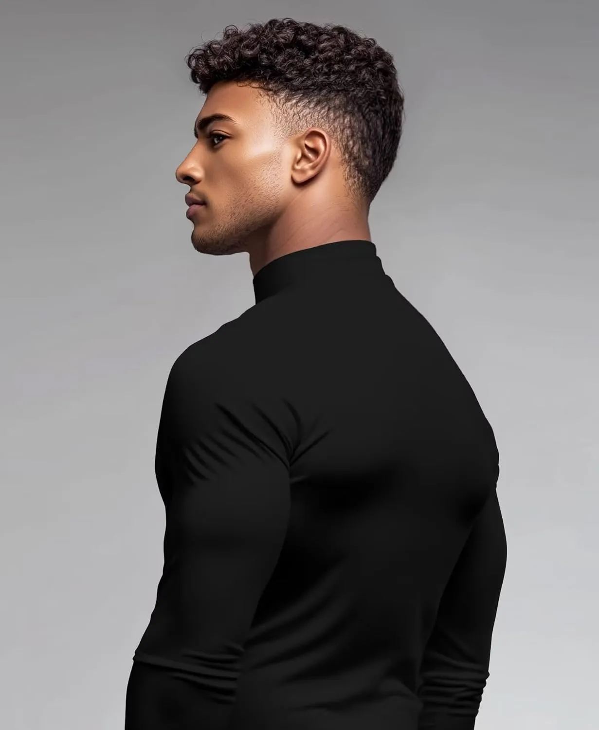 Mens Mock Turtleneck Long Sleeve Shirts, High Neck Thermal Base Layer
