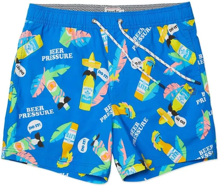 Party Pants USA Mens Swim Trunks, Characters, Stretch Swimming Board Shorts, 5.5 Inseam