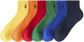 POLO RALPH LAUREN Men's Athletic Performance Cotton Ankle Socks-6 Pair Pack-Moisture Wicking Mesh