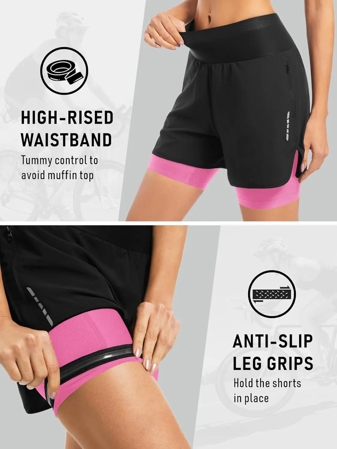 qualidyne Women's Mountain Bike Shorts 4D Padded Cycling Shorts Biking MTB Bicycle Shorts for Women Zipper Pockets