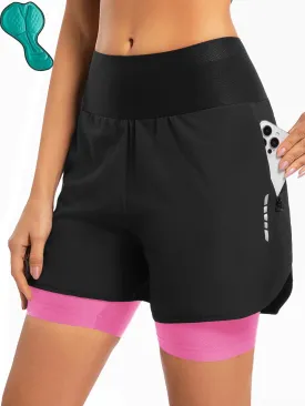 qualidyne Women's Mountain Bike Shorts 4D Padded Cycling Shorts Biking MTB Bicycle Shorts for Women Zipper Pockets