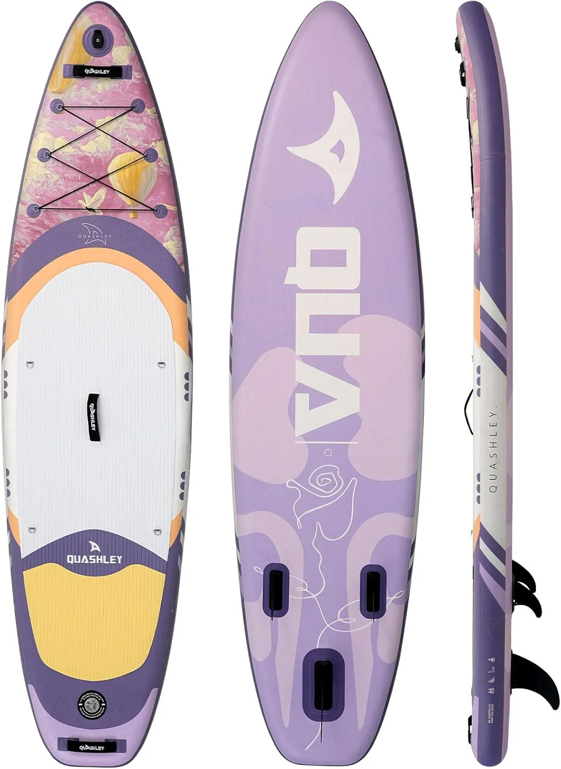 Quashley Inflatable Paddle Board 10.5'32"6" Stand Up Paddleboards Inflatable with Premium SUP Accessories,Durable Material and Non-Slip Deck,Removable Paddle Fins