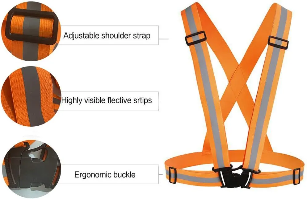 Reflective Vest Running Gear 2Pack, High Visibility Adjustable Safety Ves for Night Cycling,Hiking, Jogging,Dog Walking