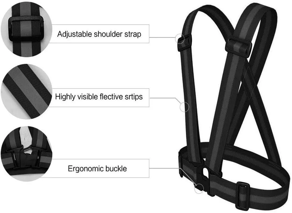Reflective Vest Running Gear 2Pack, High Visibility Adjustable Safety Ves for Night Cycling,Hiking, Jogging,Dog Walking