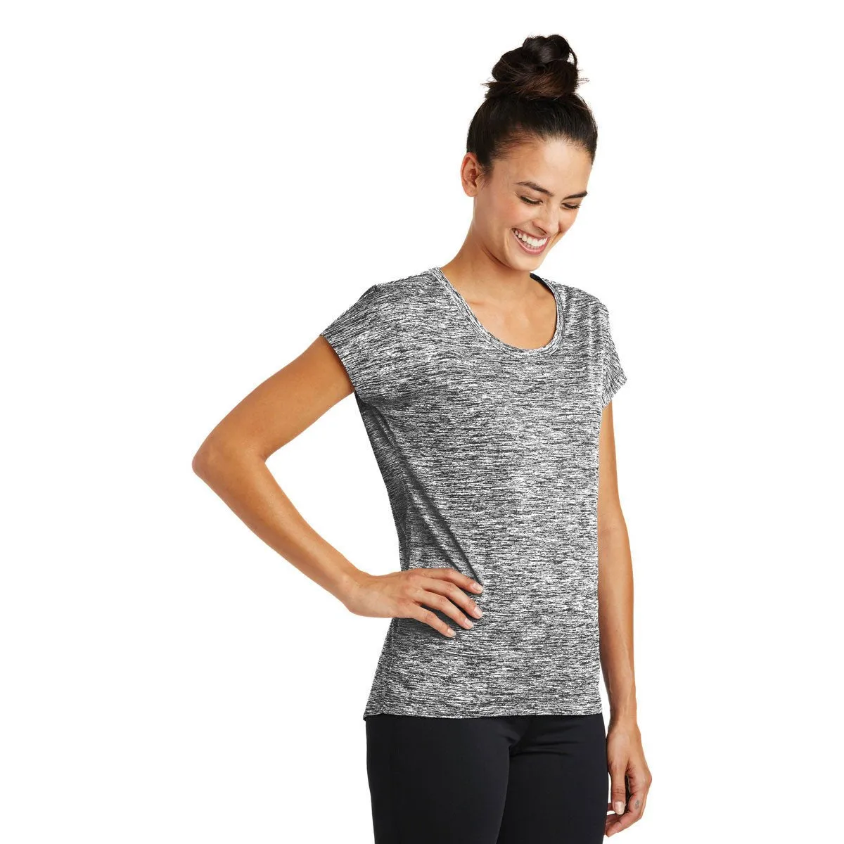 Sport-Tek Women's Black Electric PosiCharge Electric Heather Sporty Tee