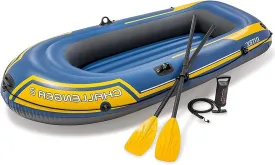 TEmkin Inflatable Boat Canoe Inflatable Kayak with Air, Pump Ropeon Boat for Adults and Kids, Portable Fishing Boa
